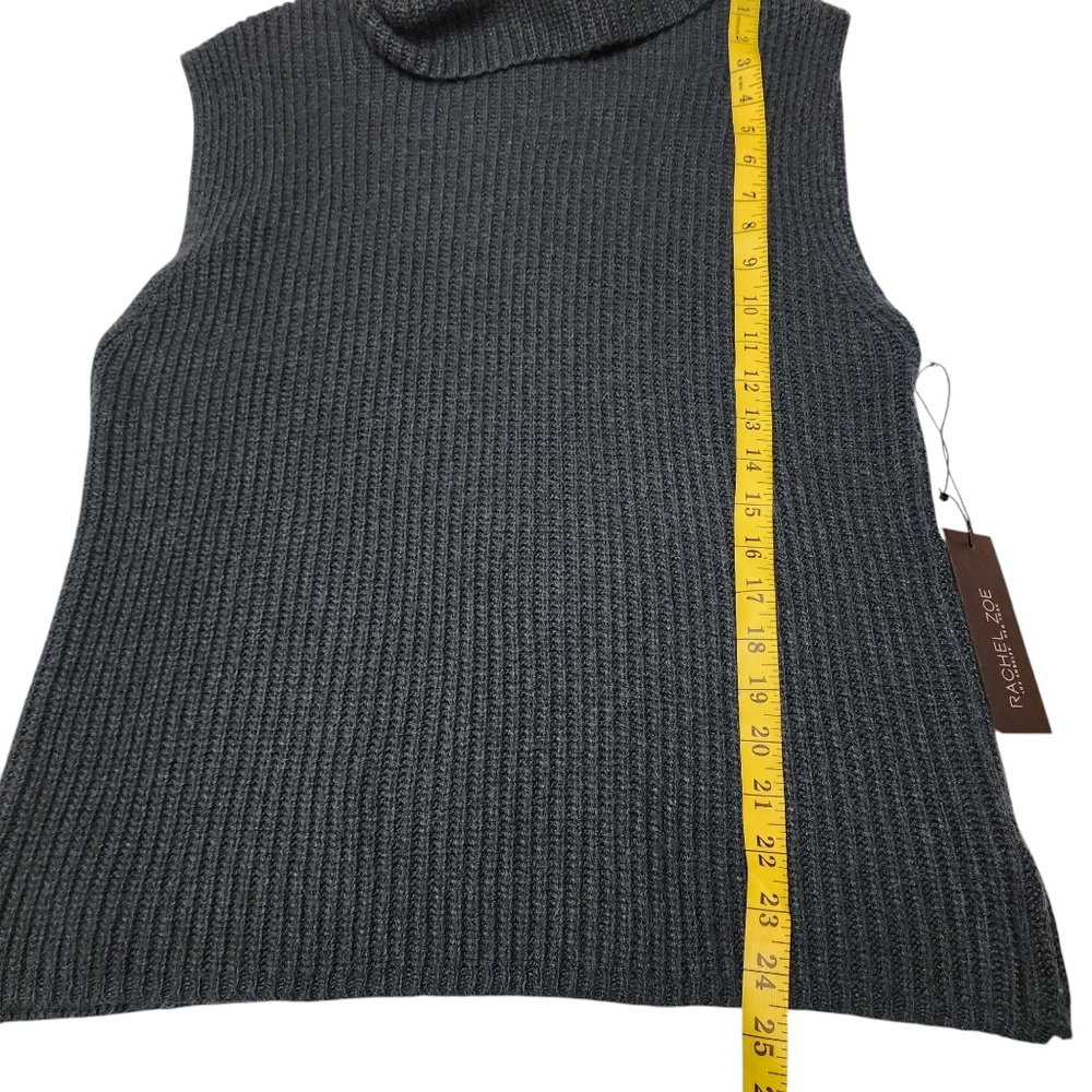Rachel Zoe Oversized Dark Teal Ribbed Sleeveless Turtleneck Sweater S NWT - Picture 8 of 9